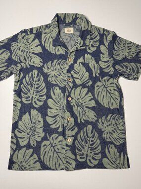 Marine Layer Shirt Mens Large Monstera Leaf Pattern Button Up Terry Cloth